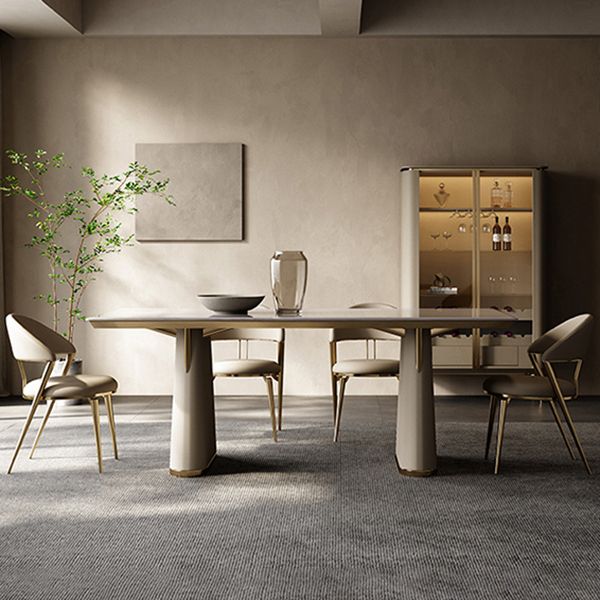 Glam -stijl armloze eetkamerstoelen faux lederen open achterkant eetstoelstoel