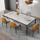 Rectangular Stone Dining Table Modern 4 Legs Furniture in Matte Finish for Home