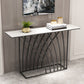 Glam Style Rectangle Top Accent Table with Abstract Iron Base for Hall