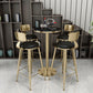 Glam Footrest Indoor Counter Stool Leather Round Dining Stool with Gold Base