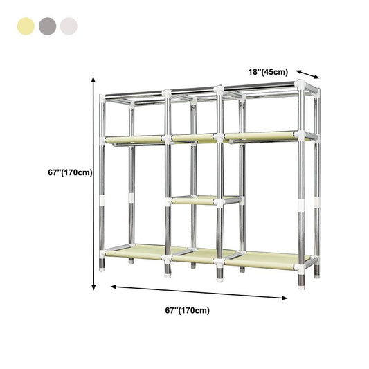 Kleiderschrank im zeitgenössischen Stil Metallrahmen Armoire mit Kleidungsstab für Zuhause