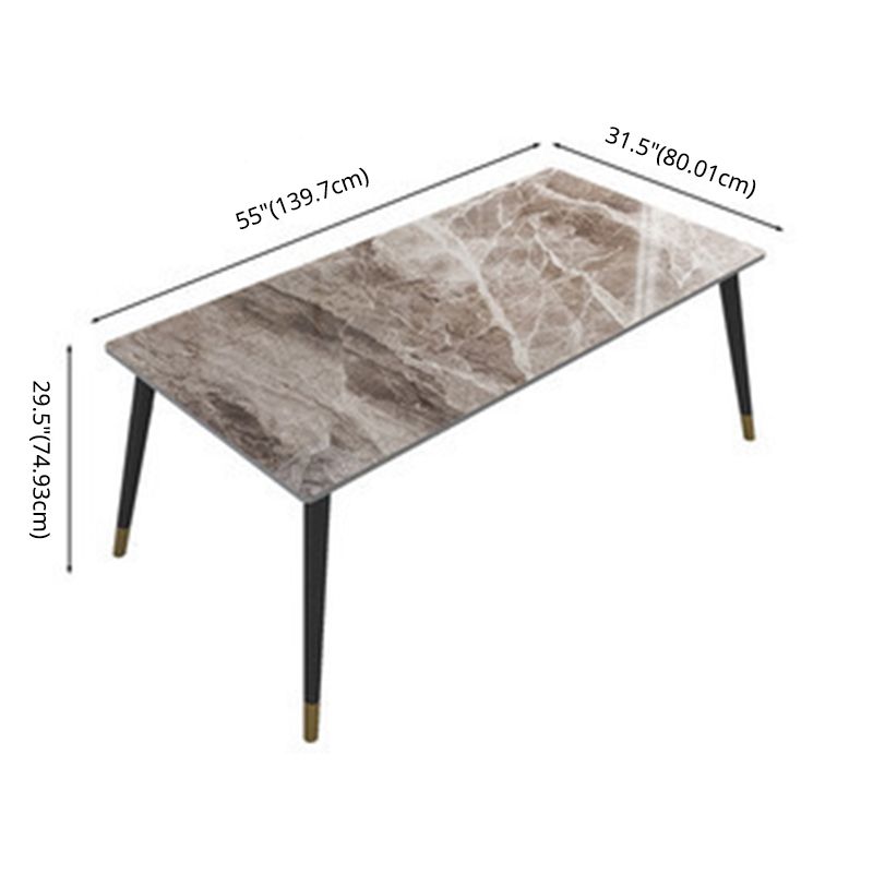 Dining Room Set Scandinavian Rectangular Dining Table with Black Four-leg Metal Base Clearhalo 'Dining Room Sets' 'Dining Tables & Seating' 'dining_room_set' 'furn' 'furn_dining_room_set' 'Furniture' 'furniture_dining_room_set' 'Kitchen & Dining Furniture' 'kitchen&dining_furn' 'kitchen' 1200x1200_916eb329-b78a-4e2a-a35b-3462f7fdc98d