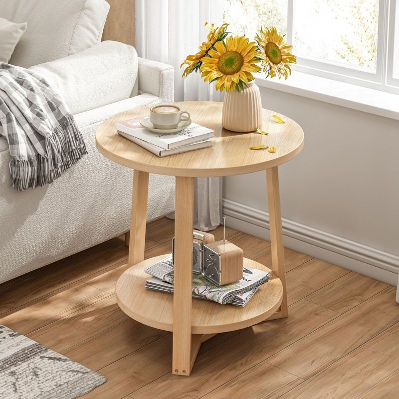 Contemporary Style Side End Table Wooden Round Sofa Side Accent Table