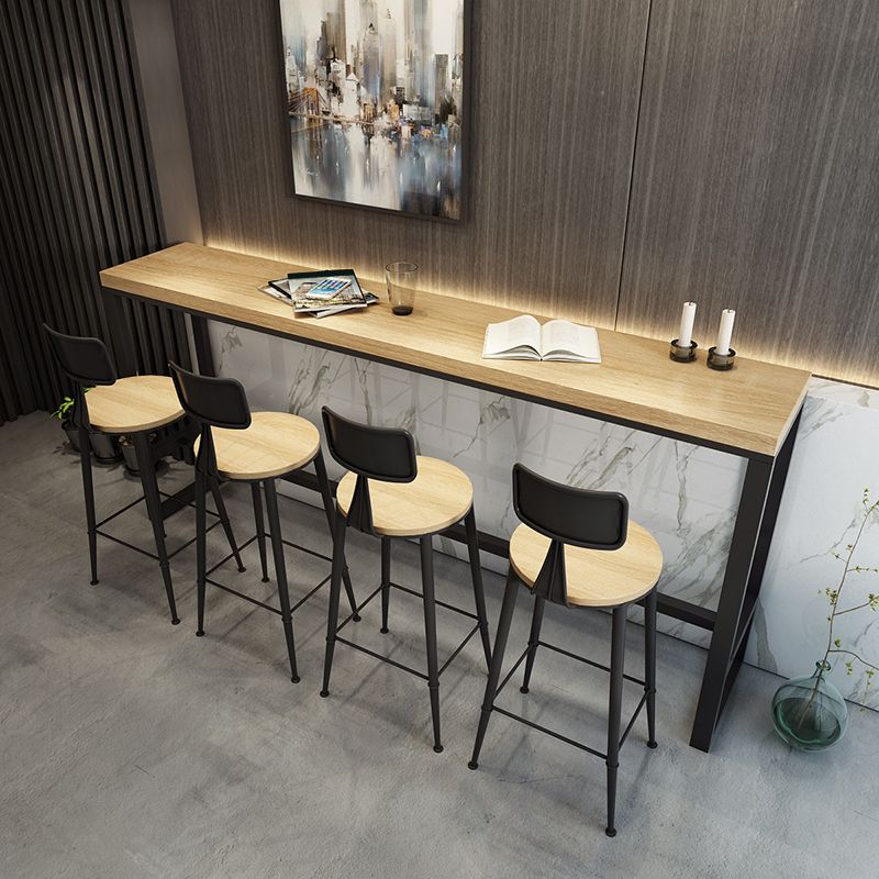 Table de pub à contre-height rectangle Indoor Natural Modern Trestle Hall / Pub Table de pub
