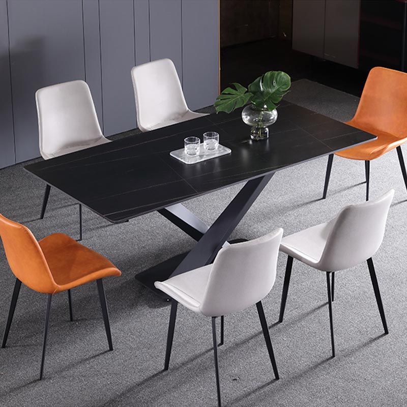 Mesa de comedor de piedra simple mesa de comedor de metal para sala de estar