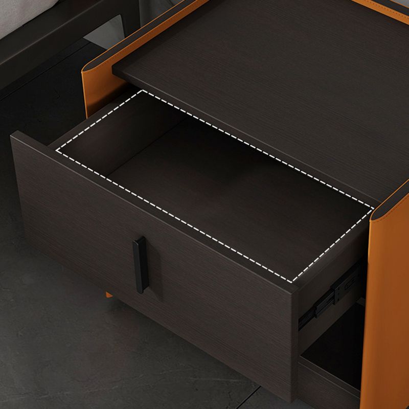 Modern faux lederen nachtkastje 1/2 - lade nachtkastje met open opslag