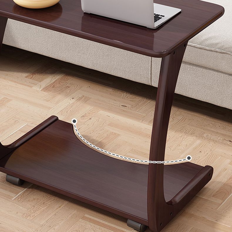 Mesa lateral superior rectangular moderno 24.8 "de altura de madera de altura con estante y rueda