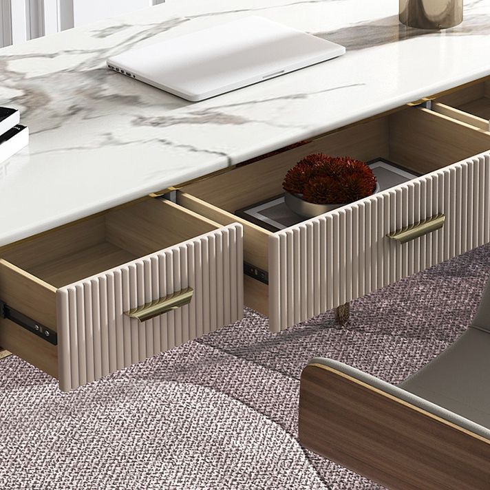 Escritorio de escritura rectangular de glamour Desk de oficina de piedra con 2/3 cajones