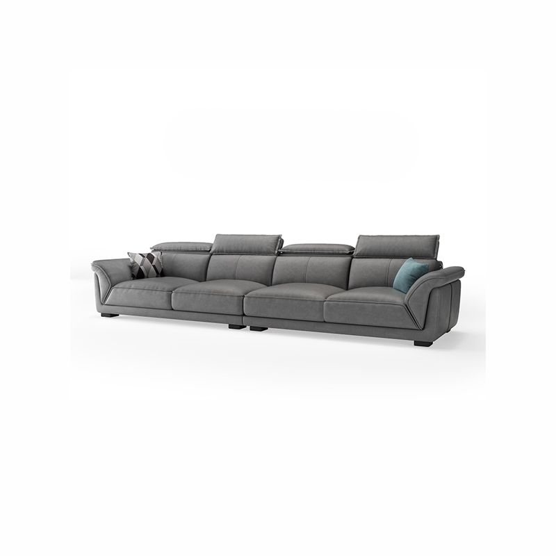 Modern Faux Leather Sectional Sofa 33.46"High Flared Arm Sofa and Chaise, Grey Clearhalo 'furn' 'furn_sectionals' 'Furniture' 'furniture_sectionals' 'kitchen' 'kitchen_sectionals' 'Living Room Furniture' 'Sectionals' 1200x1200_917a76f0-1d07-420c-a4d8-358001efccf7