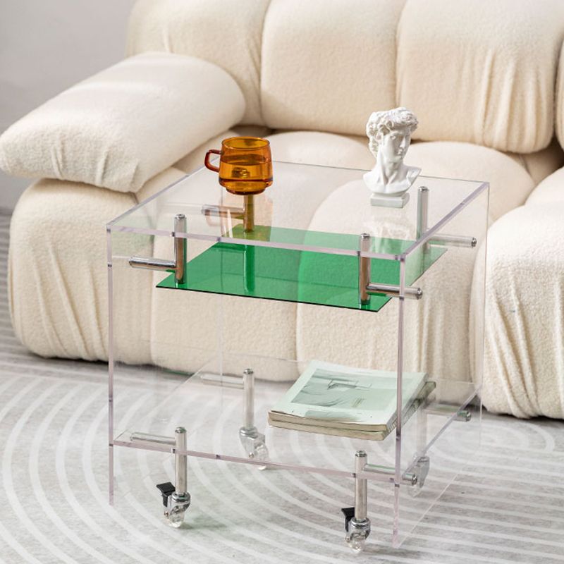 Plastic Rectangular End Table Double Tier Corner Table with Storage Clearhalo 'Coffee & Accent Tables' 'End & Side Tables' 'end_side_tables' 'furn' 'furn_end_side_tables' 'Furniture' 'Living Room Furniture' 1200x1200_917da48c-c985-49e6-a4e4-a18f3fe4644f