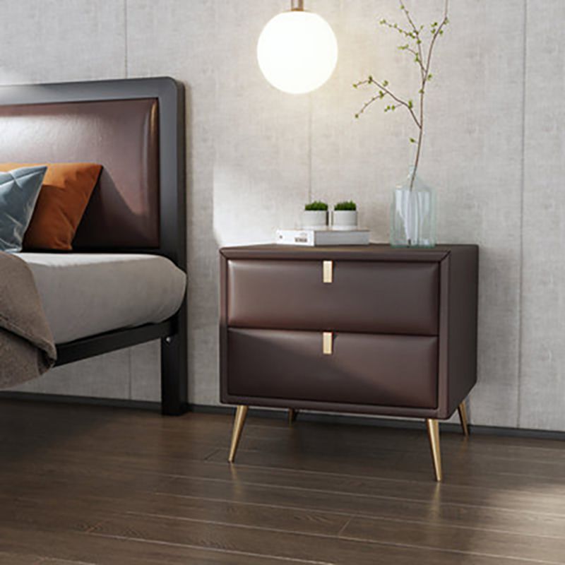 Las patas del gabinete de la cama de cuero falso incluyen la mesa nocturna de 2-Drawer de 19 "69