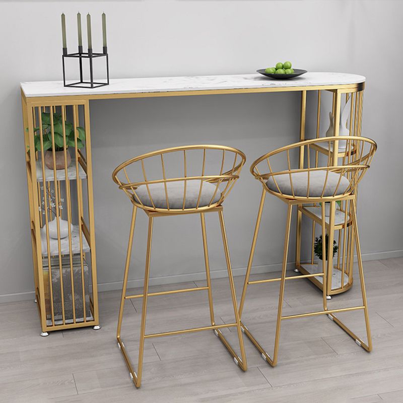 Table de bar de style Glam, table de bistro à double caisson en faux marbre avec rangement