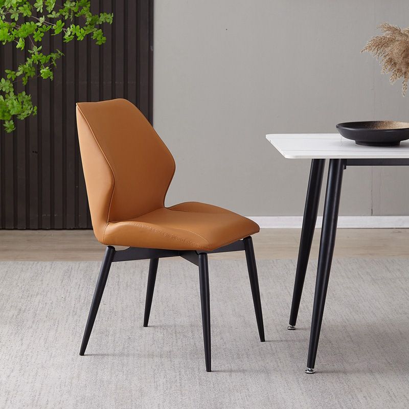 Upholstered Armless Industrial Chair Home Black Metal Legs Dining Chair Clearhalo 'Dining Chairs' 'Dining Tables & Seating' 'dining_chair' 'furn' 'furn_dining_chair' 'Furniture' 'Kitchen & Dining Furniture' 1200x1200_917ecda4-6a09-409c-b4fb-341a5b02b140