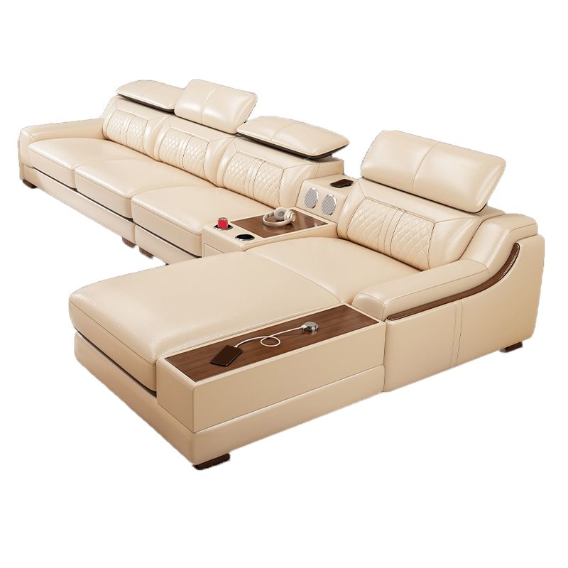 Divano e chaise con armi inclinate resistenti alla vera pelle contemporanea divano e chaise