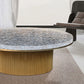 Clear Glam Metal Single Round Pedestal Coffee Cocktail Table