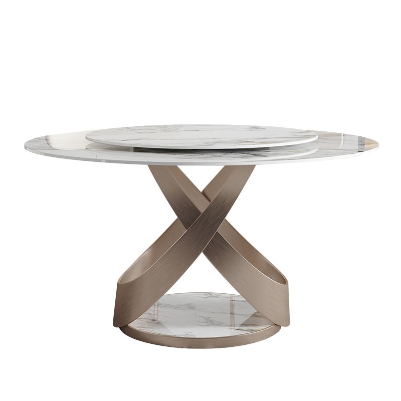 Modern 1/4/5/7 Pieces Dinette Set with White Sintered Stone Round Dining Table Set Clearhalo 'Dining Room Sets' 'Dining Tables & Seating' 'dining_room_set' 'furn' 'furn_dining_room_set' 'Furniture' 'furniture_dining_room_set' 'Kitchen & Dining Furniture' 1200x1200_91824674-93e4-4fe2-befc-3ae3776c2405