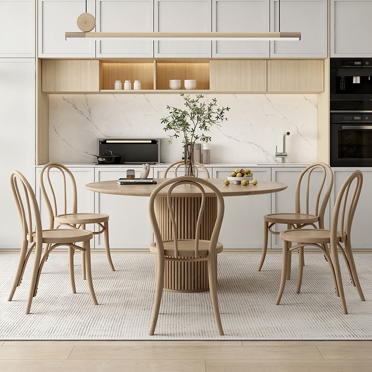 Modern Round Dining Table Pine Solid Wood Pedestal Dining Table in Natural Clearhalo 'Dining Tables & Seating' 'Dining Tables' 'dining_table' 'furn' 'furn_dining_table' 'Furniture' 'furniture_dining_table' 'Kitchen & Dining Furniture' 1200x1200_9184421e-4558-41c9-a3b8-49fea2b69c4c