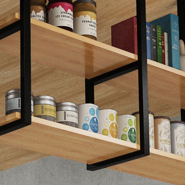 Metal and Wooden Shelf Bookcase Modern Wall Mounted Natural Bookshelf for Study Room