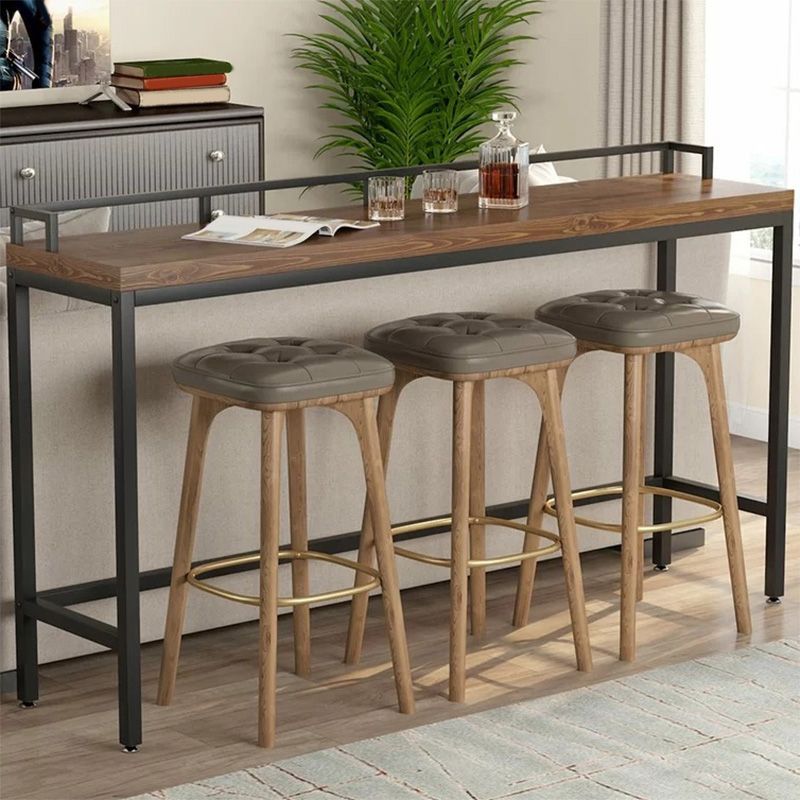 Industrial Bar Height Table Solid Wood Top Bistro Pub Table with Metal Legs Clearhalo 'Bar Furniture' 'Bar Tables' 'bar_tables' 'furn' 'furn_bar_tables' 'Furniture' 'Kitchen & Dining Furniture' 1200x1200_9187a395-5bf0-483a-bbdb-cc5c1c33e7a1