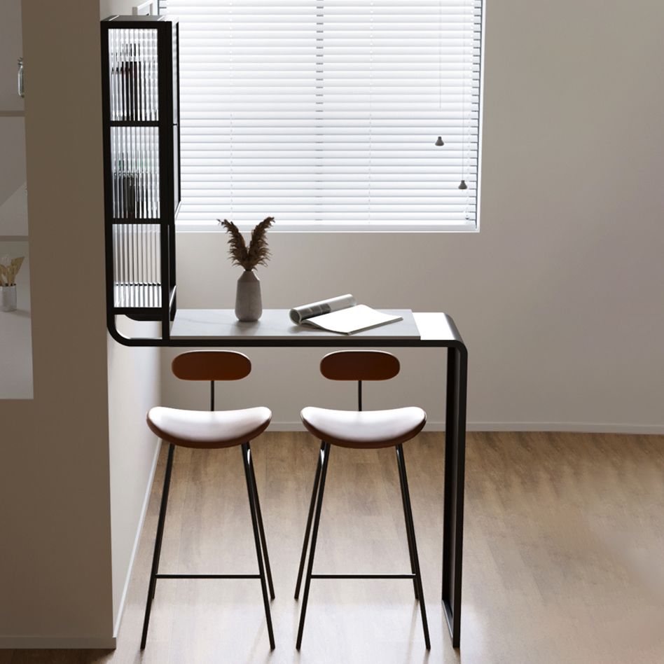 Stone Bar Dining Table Modern Bar Table with Pedestal and Glass Cabinet for Dining Room Clearhalo 'Bar Furniture' 'Bar Tables' 'bar_tables' 'furn' 'furn_bar_tables' 'Furniture' 'furniture_bar_tables' 'Kitchen & Dining Furniture' 1200x1200_918830ea-c6c0-47ba-9dce-cdd273f75e40