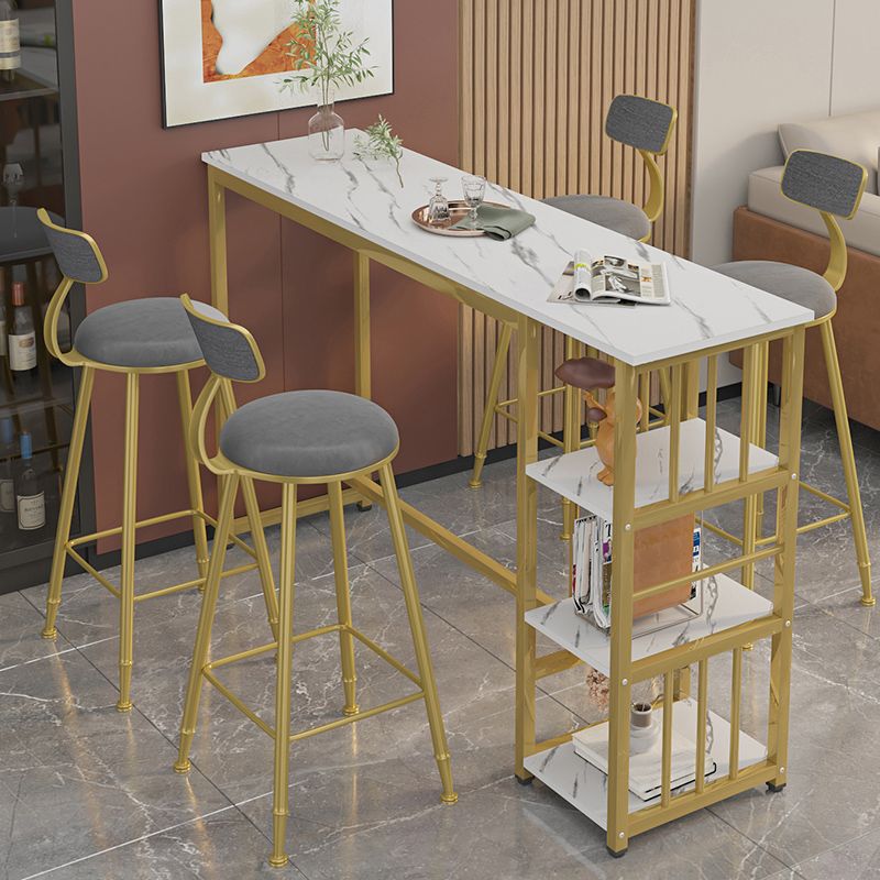 Mesa de bar rectangular con tapa de madera sintética, mesa de pub moderna con estructura de metal