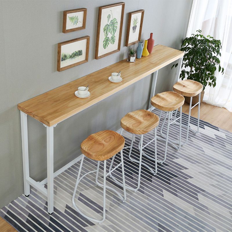 Wood Pub Table Natural Modern Footrest Trestle Pub Height Dining Table (only table) Clearhalo 'Bar Furniture' 'Bar Tables' 'bar_tables' 'Furniture' 'furniture_bar_tables' 'Kitchen & Dining Furniture' 'kitchen&dining_furn' 'kitchen' 1200x1200_918d8ffb-24a3-477b-b83c-53bf7c4e80de