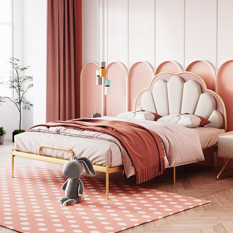 Marco de cama de perfil bajo taponizado por la cama estándar en acabado dorado