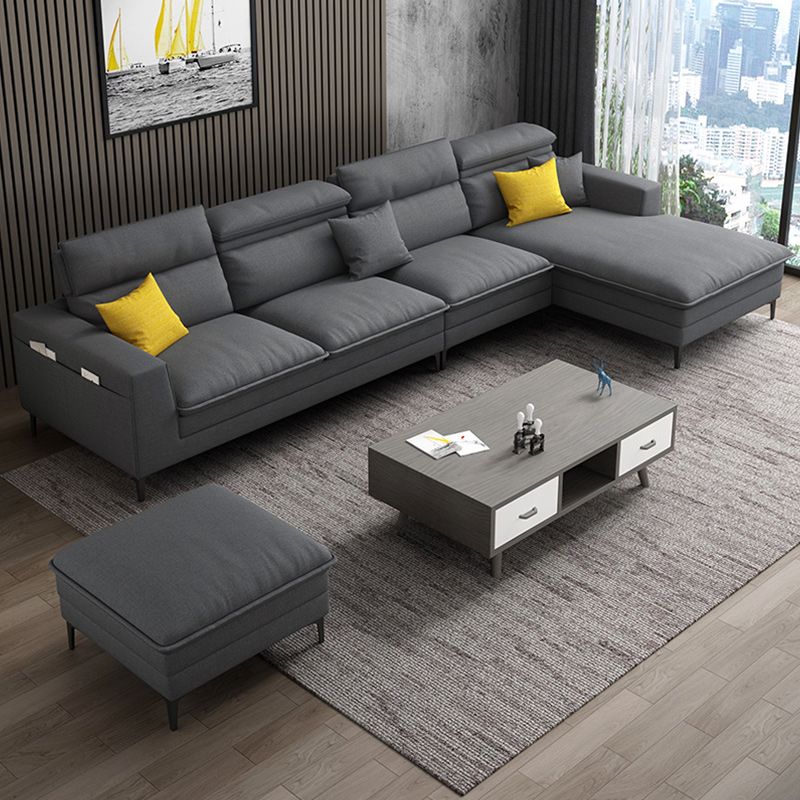 Linen Contemporary Cushions Sofa & Chaise Cushion Back Square Arm Sofa Clearhalo 'furn' 'furn_sectionals' 'Furniture' 'Living Room Furniture' 'Sectionals' 1200x1200_9190e48e-5321-48fe-86ba-7445b927a245