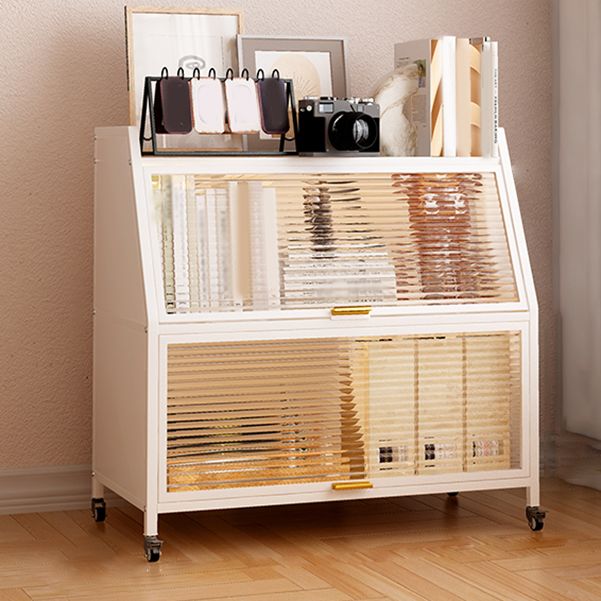 Closed Back Steel Bookcase Standard Glam Bookshelf with Doors