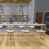 Wood Bar Dining Table Glam Rectangle Bar Table with Trestle Pedestal for Cafe Clearhalo 'Bar Furniture' 'Bar Tables' 'bar_tables' 'furn' 'furn_bar_tables' 'Furniture' 'Kitchen & Dining Furniture' 1200x1200_9193c2b6-4f29-4be4-9358-f8e3d9e34b25