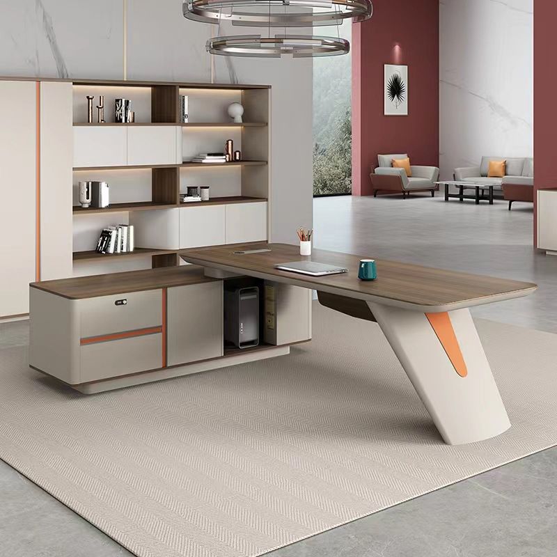 Natural Pedestal Executive Desk Contemporary L-Shape Locking Drawer Office Desk Clearhalo 'furn' 'furn_office_desk' 'Furniture' 'Office Desks' 'Office Furniture' 'office_desk' 1200x1200_91959539-b07e-4077-a324-26ab8f06aa0c