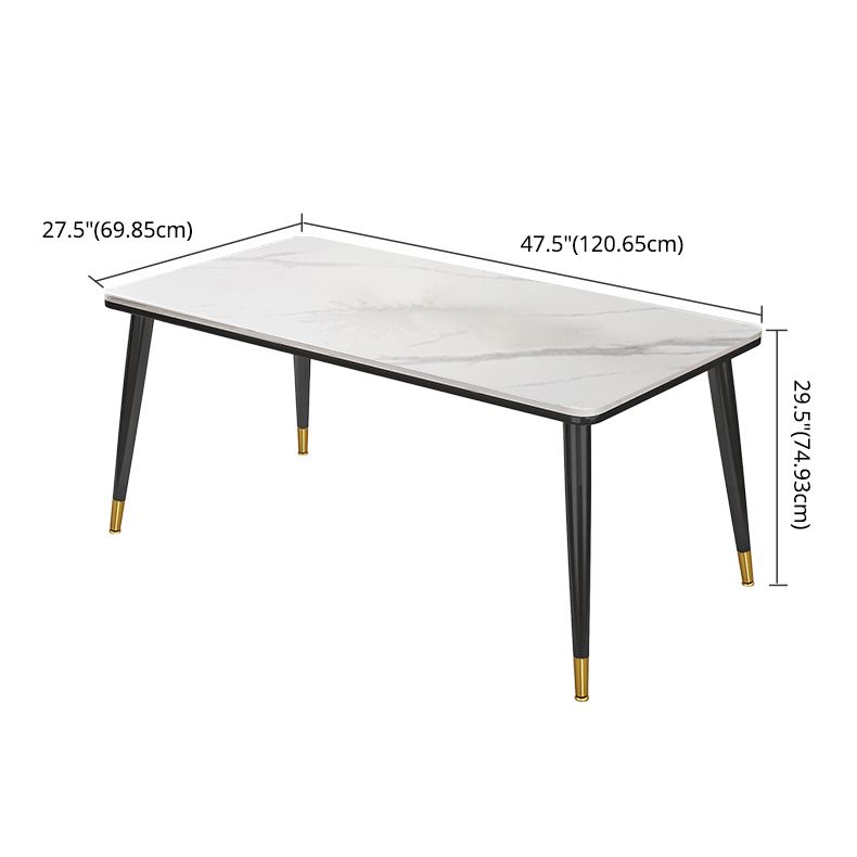 Modern Fixed Sintered Stone Dining Room Table with 4 Metallic Legs Kitchen Dining Set Clearhalo 'Dining Room Sets' 'Dining Tables & Seating' 'dining_room_set' 'furn' 'furn_dining_room_set' 'Furniture' 'furniture_dining_room_set' 'Kitchen & Dining Furniture' 'kitchen&dining_furn' 'kitchen' 1200x1200_919a438d-e128-4486-85cd-479d95cb9c25