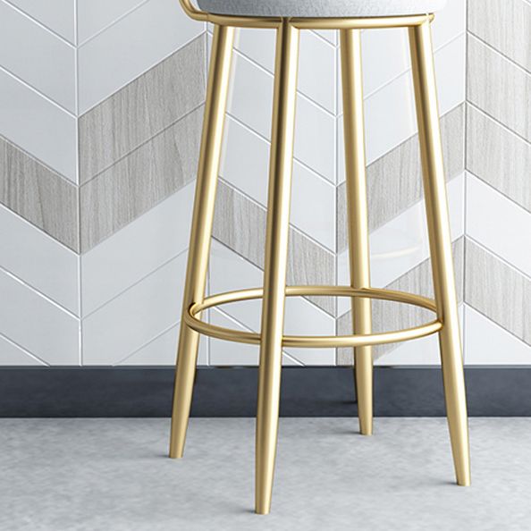 Taburete de bar de hierro con respaldo sin brazos Glam, taburete con cojín y pedal para cocina