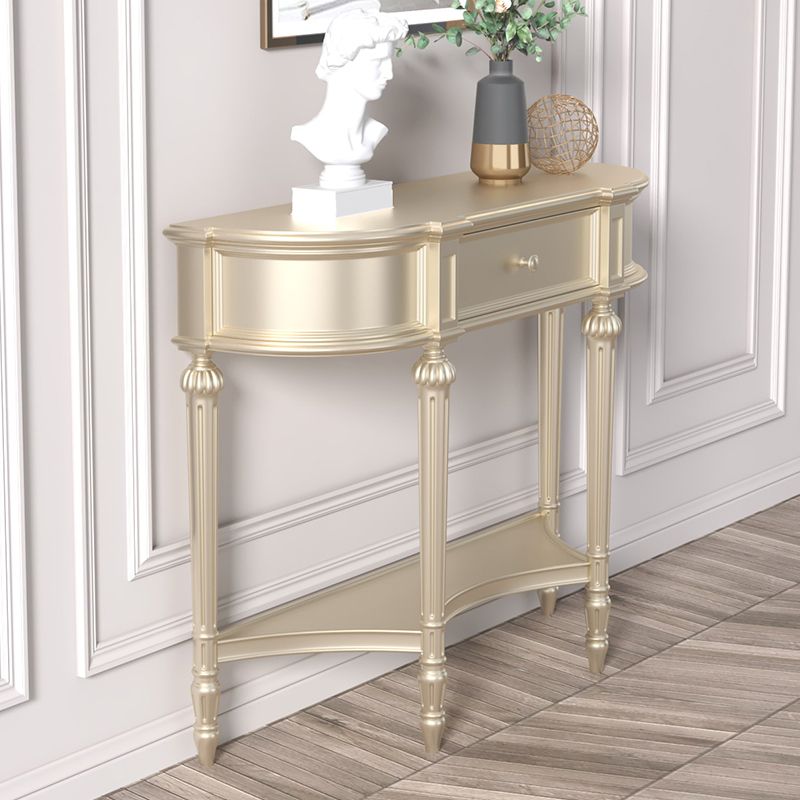 Console di betulla moderna di metà secolo con 4 gambe e scaffali per la sala