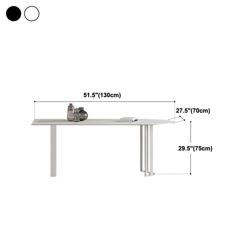 Sintered Stone Dining Table Modern Free Form White Furniture with Double Pedestal for Home