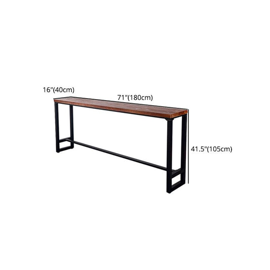 Brown Trestle Industrial Cocktail Bar Table Rectangle Footrest Indoor Bar Wine Table Clearhalo 'Bar Furniture' 'Bar Tables' 'bar_tables' 'furn' 'furn_bar_tables' 'Furniture' 'furniture_bar_tables' 'Kitchen & Dining Furniture' 1200x1200_919d7ea2-5510-44f4-9b87-1fe601b8ad14