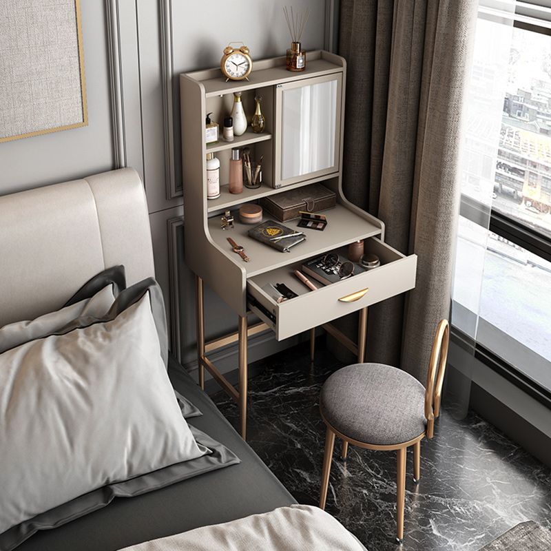 Glam metaal en houten make -up ijdelheid bureau witte/grijze make -up ijdelheid bureau tafel