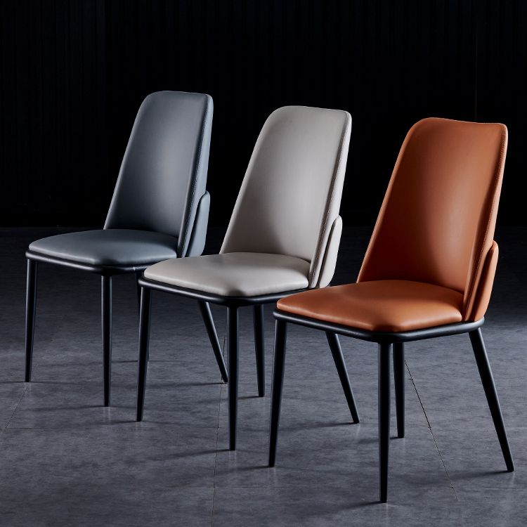 Contemporary Metal Dining Room Chairs Armless PU Leather Dining Chairs for Home Use Clearhalo ' kitchen&dining_furn' 'Dining Chairs' 'Dining Tables & Seating' 'dining_chair' 'furn' 'furn_dining_chair' 'Furniture' 'furniture_dining_chair' 'Kitchen & Dining Furniture' 'kitchen' 1200x1200_919da833-56a1-49ab-a859-d29e47380697