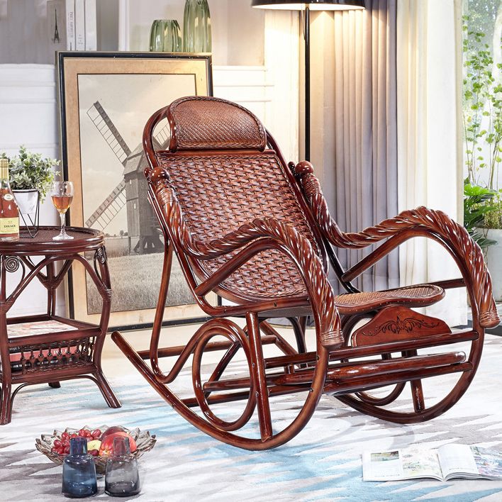 Woven Rope Rocking Chair Rattan Traditional Solid Rocking Accent Chair with Cushions Clearhalo 'Chairs & Seating' 'furn' 'furn_rocking_chairs' 'Furniture' 'Living Room Furniture' 'Rocking Chairs' 'rocking_chairs' 1200x1200_919de184-e958-4fbd-88ae-3dec02a6ef72