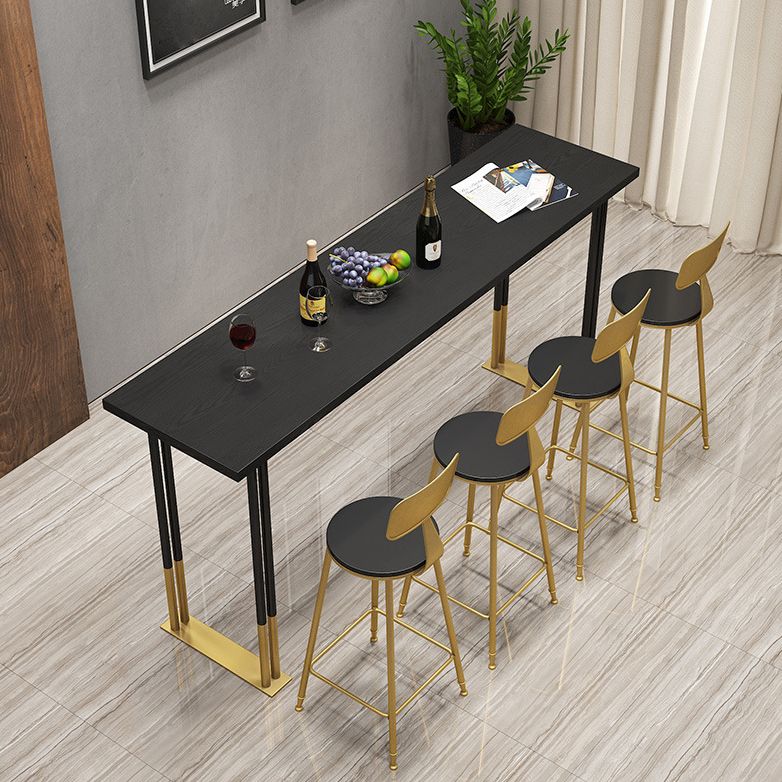 Nordic Style Bar Table Pine Top Pub Table with Black-gold Frame (only table) Clearhalo 'Bar Furniture' 'Bar Tables' 'bar_tables' 'furn' 'furn_bar_tables' 'Furniture' 'furniture_bar_tables' 'Kitchen & Dining Furniture' 'kitchen&dining_furn' 'kitchen' 1200x1200_919fd0e4-7a97-43c9-90ea-184c77fe8532