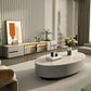 Glam Oval Slate Top Coffee Table 13.77" Tall Cocktail Table with Storage