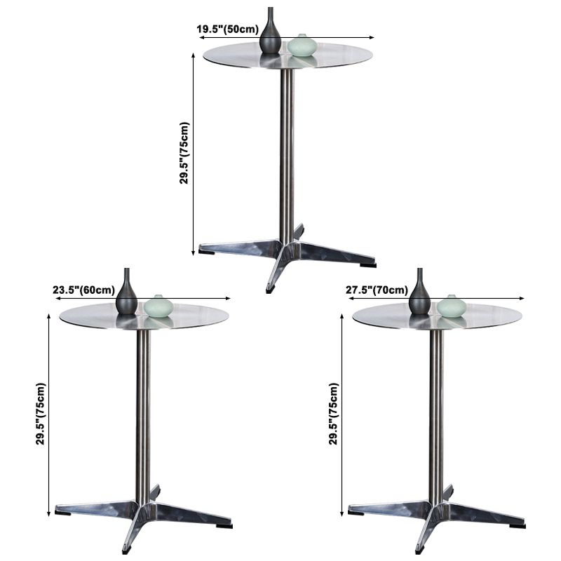 Stainless Steel Industrial Dining Table Pedestal Table for Dinning Room Clearhalo ' dining_table' 'Dining Tables & Seating' 'Dining Tables' 'Furniture' 'furniture_dining_table' 'Kitchen & Dining Furniture' 'kitchen&dining_furn' 'kitchen' 'kitchen_dining_table' 1200x1200_91a021c5-d990-4156-890a-9dbc99abf78c