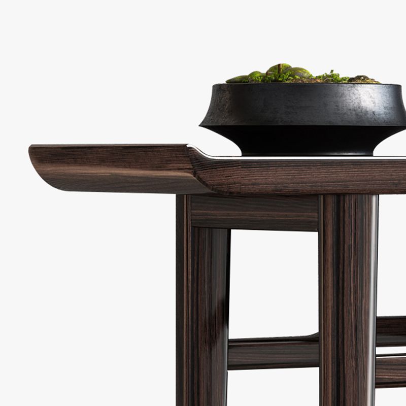 Rectangle Contemporary Console Table Brown Stone Console Sofa Table with 1 Drawer