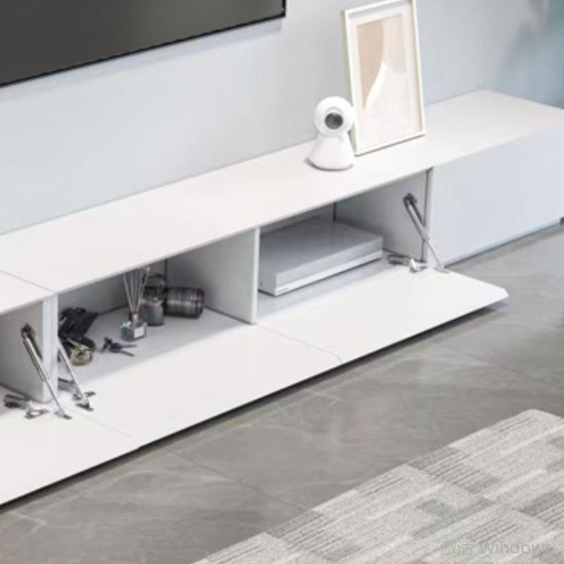 White Engineered Wood TV Console Contemporary Cable Management Media Console Clearhalo 'furn' 'furn_tv_stands_entertainment_centers' 'Furniture' 'Living Room Furniture' 'TV Stands & Entertainment Centers' 'TV Stands & Media Storage Furniture' 'tv_stands_entertainment_centers' 1200x1200_91a33dff-a54c-4be3-9b51-45510d7b1981