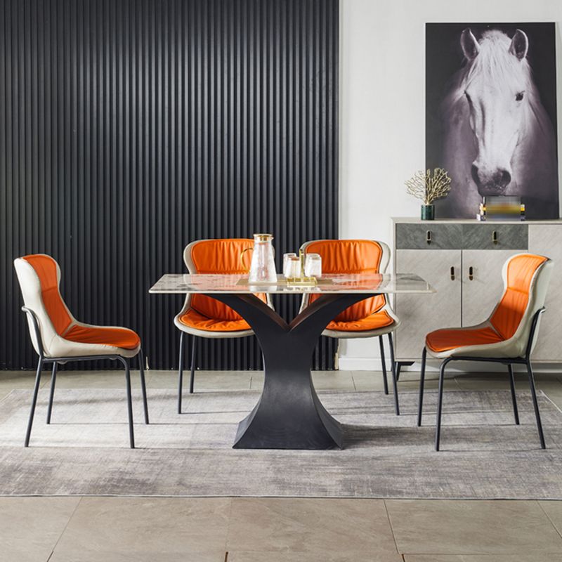 Industrial Style Leather Dining Side Chairs Solid Back Armless Side Chair Clearhalo ' kitchen&dining_furn' 'Dining Chairs' 'Dining Tables & Seating' 'dining_chair' 'furn' 'furn_dining_chair' 'Furniture' 'furniture_dining_chair' 'Kitchen & Dining Furniture' 'kitchen' 1200x1200_91a370a0-5895-4f39-bde7-16553a5645dd