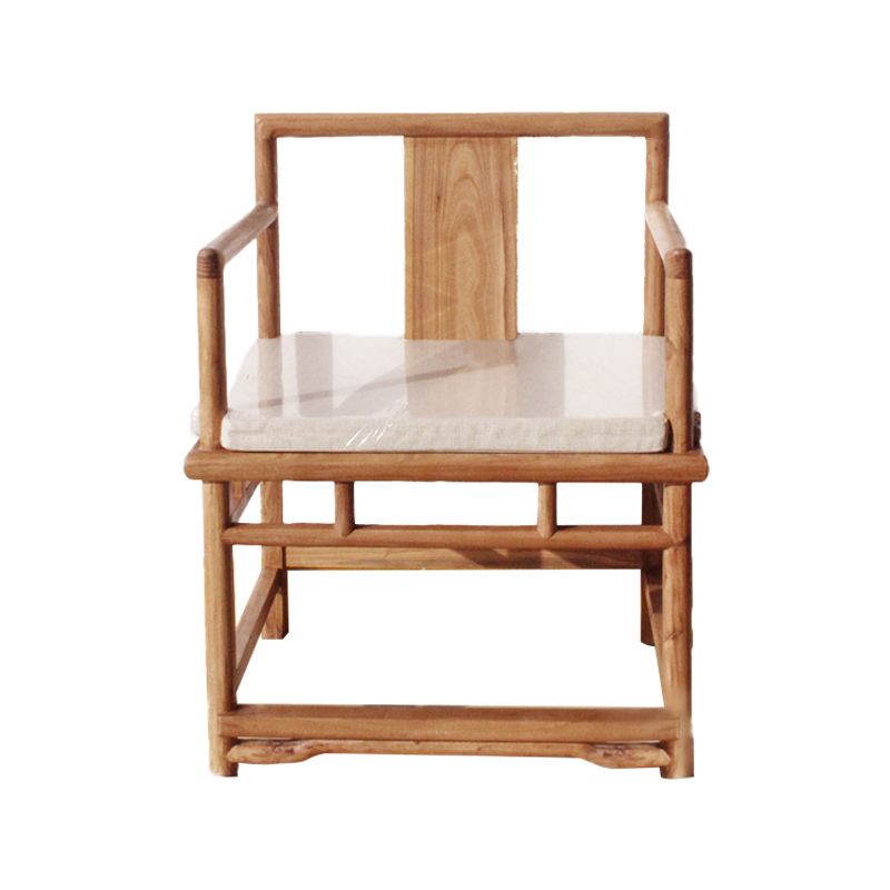 Traditional Style Brown Dining Chair Solid Wood Arm Chair for Home