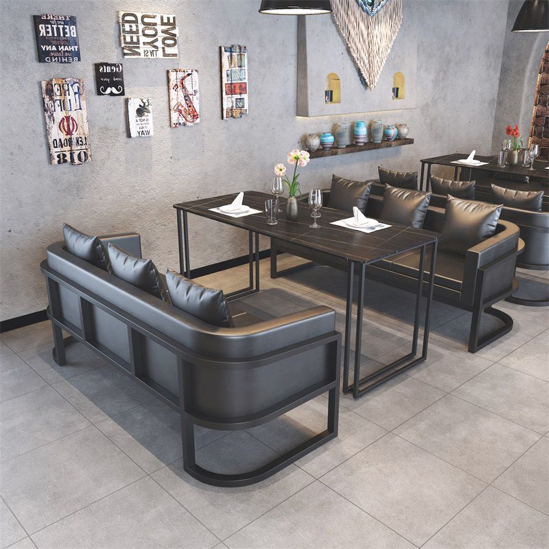 Industrial Sintered Stone Dinner Room Kitchen Table Black Sled Base Table for Dinning Room Clearhalo ' dining_table' 'Dining Tables & Seating' 'Dining Tables' 'furn' 'furn_dining_table' 'Furniture' 'furniture_dining_table' 'Kitchen & Dining Furniture' 'kitchen&dining_furn' 'kitchen' 'kitchen_dining_table' 1200x1200_91a531f6-a6c1-43c0-afc4-65a9f2095482