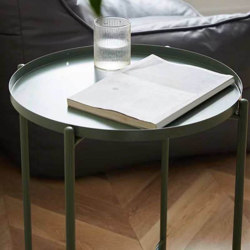 Mid-Century Round Tray Top Side Table Metal Cross Legs End Table Clearhalo 'Coffee & Accent Tables' 'End & Side Tables' 'end_side_tables' 'furn' 'furn_end_side_tables' 'Furniture' 'Living Room Furniture' 1200x1200_91a75e03-523e-4337-86d9-e0b8727066b8