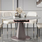 Metal and Slate Table Modern Minimalist Family Retractable Round Dining Table