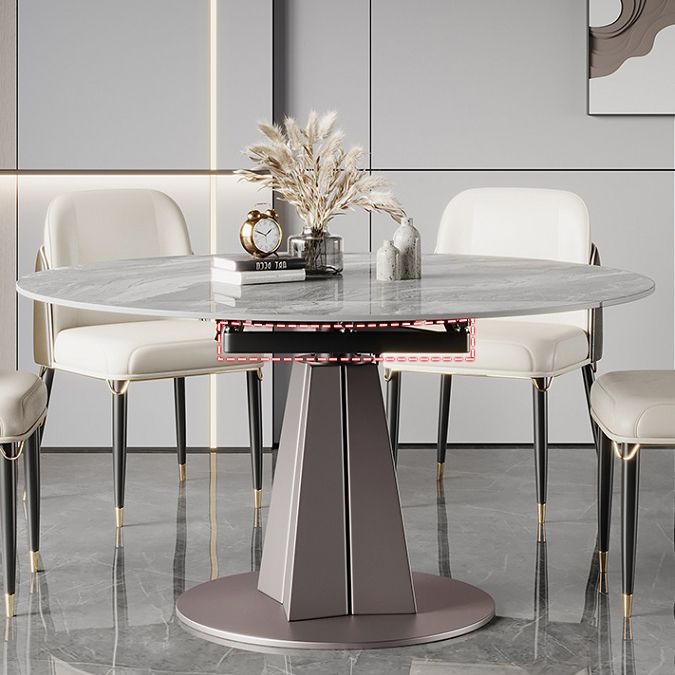 Metal and Slate Table Modern Minimalist Family Retractable Round Dining Table